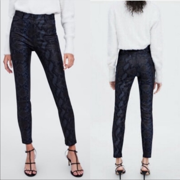 ZARA TRAFALUC LEGGING COLLECTION SNAKE SKIN PANTS SIZE M - Picture 1 of 9